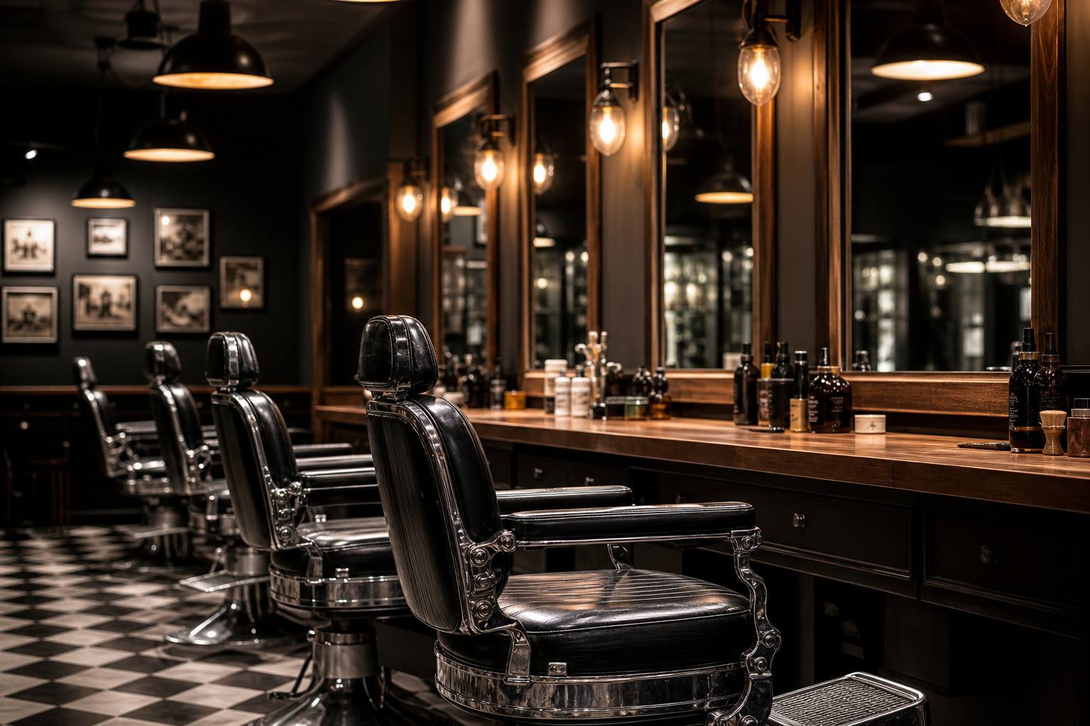 Barber chairs in a classic shop